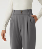 High Waisted Tapered Fleece Work Trousers with Pockets — Silent Storm — view 4