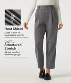 High Waisted Tapered Fleece Work Trousers with Pockets — Silent Storm — view 1