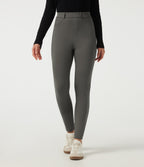 High Waisted Slim Work Trousers with Pockets — Deep Red Grey — view 3