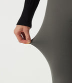 High Waisted Slim Work Trousers with Pockets — Deep Red Grey — view 6