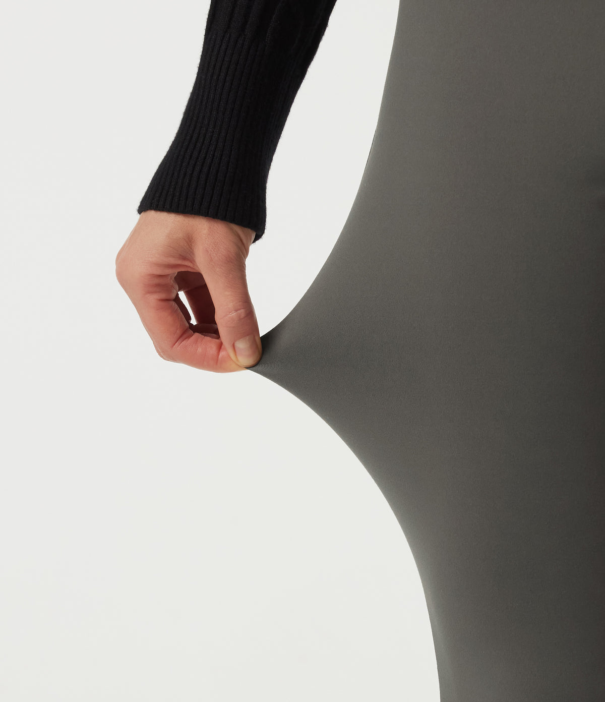 High Waisted Slim Work Trousers with Pockets — Deep Red Grey — view 6