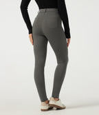 High Waisted Slim Work Trousers with Pockets — Deep Red Grey — view 2