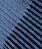 Ribbed Knit Round Neck Long Sleeve Slim Work Cardigan — Moonlight Blue — view 8