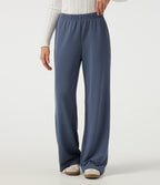 Low Rise Wide Leg Waffle Work Trousers with Pockets — Grisaille — view 1