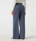 Low Rise Wide Leg Waffle Work Trousers with Pockets — Grisaille — view 2