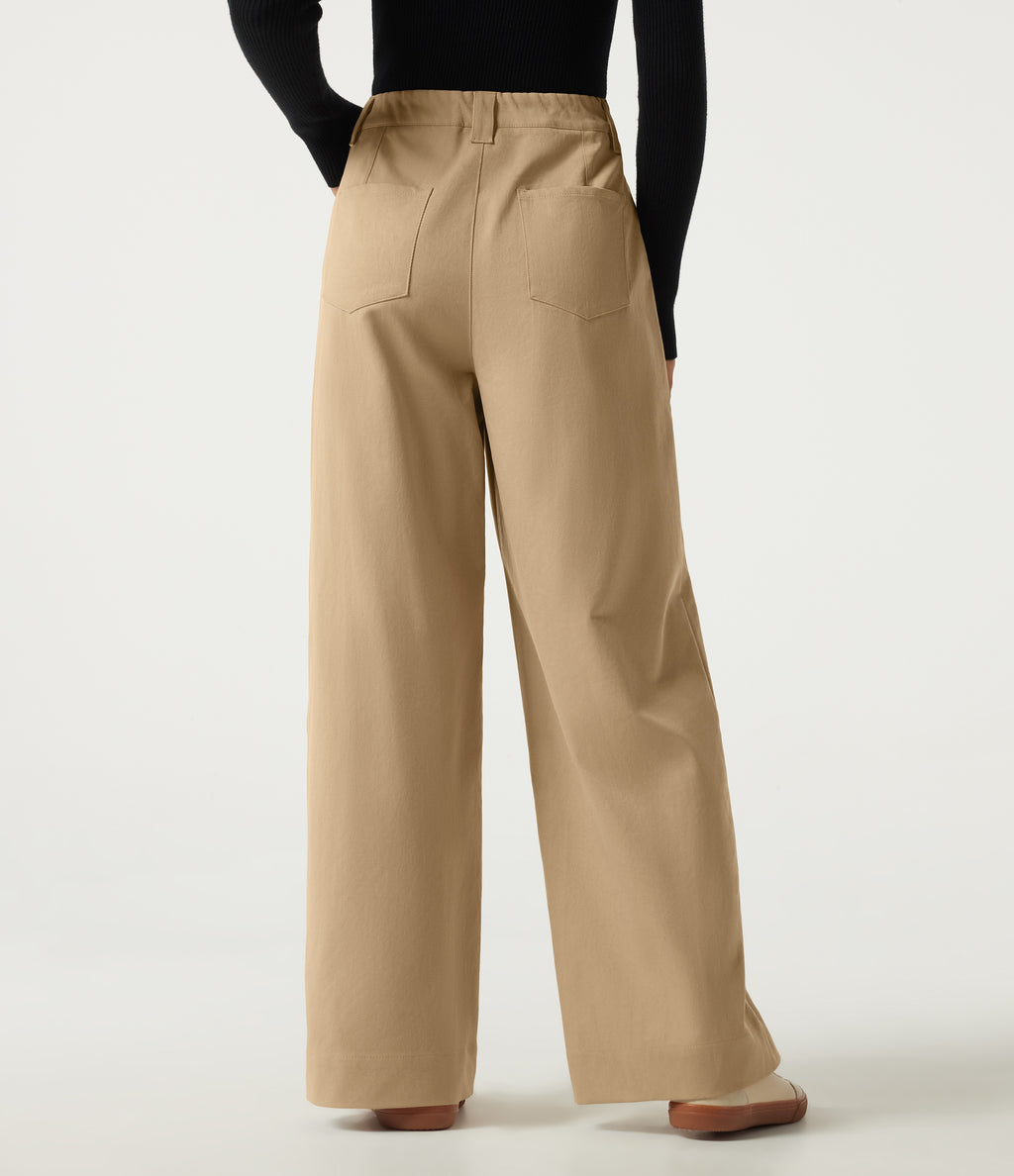 High Waisted Straight Leg Casual Pants with Pockets — Curds & Whey — view 2