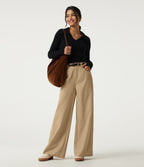 High Waisted Straight Leg Casual Pants with Pockets — Curds & Whey — view 6