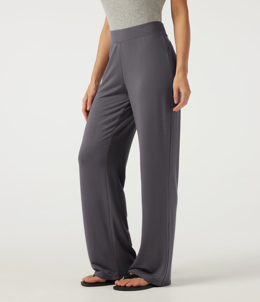 Low Rise Straight Leg Casual Trousers — Granite Gray — view 3