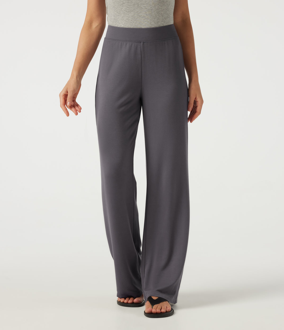 Low Rise Straight Leg Casual Trousers — Granite Gray — view 1