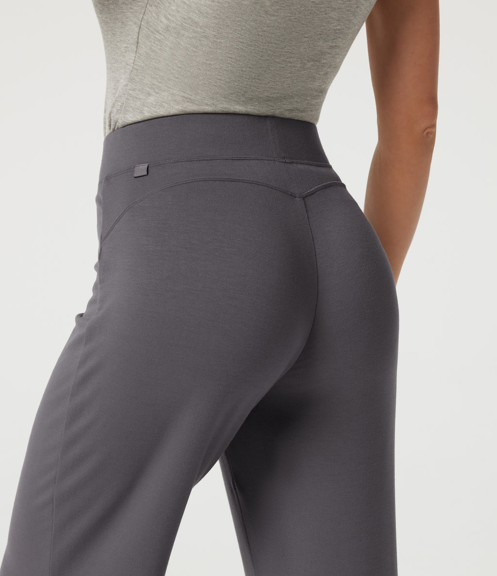 Low Rise Straight Leg Casual Trousers — Granite Gray — view 5