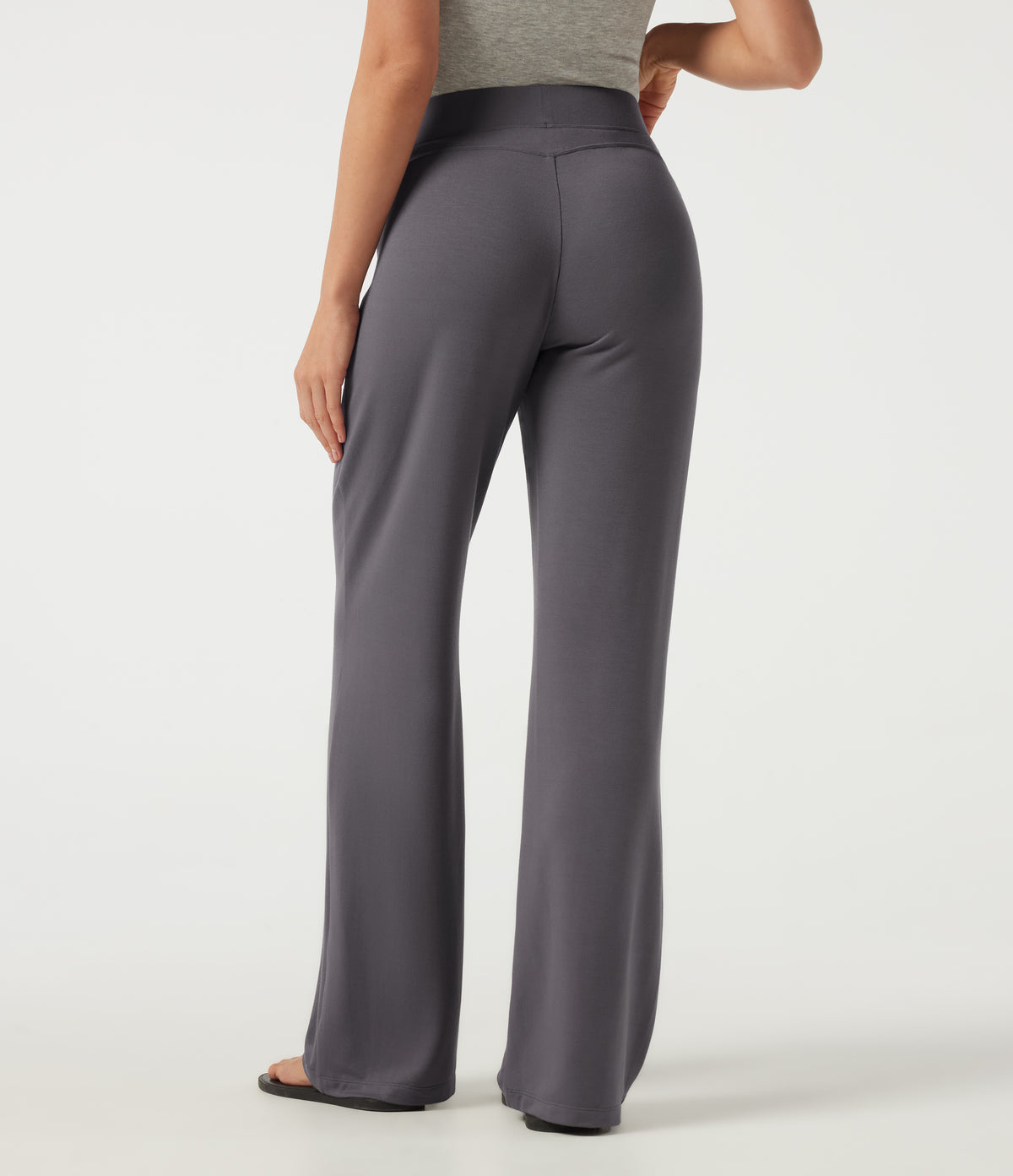 Low Rise Straight Leg Casual Trousers — Granite Gray — view 2
