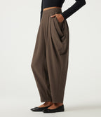 High Waisted Tapered Casual Trousers with Pockets — Rain Drum — view 3