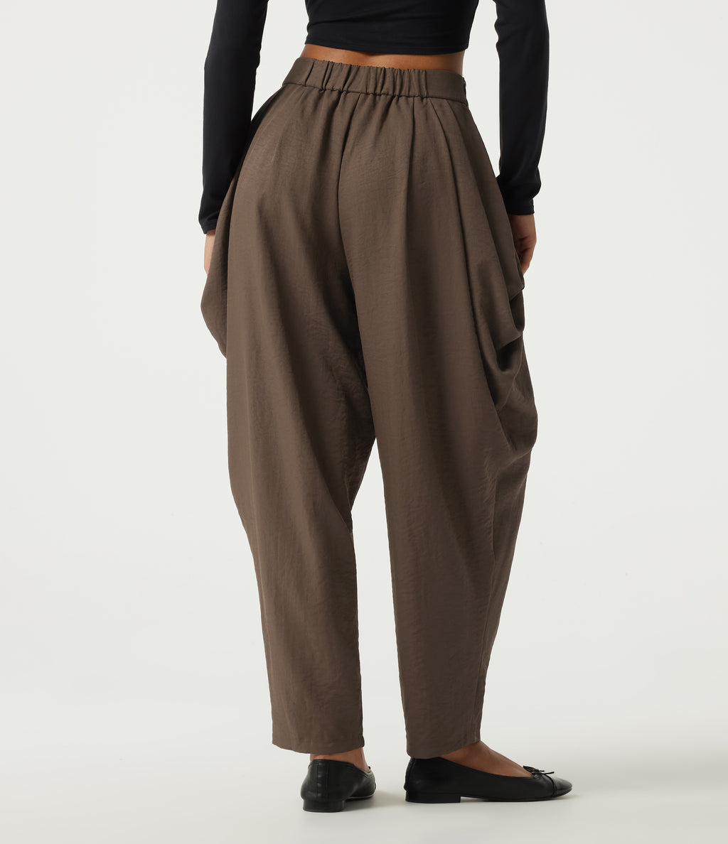 High Waisted Tapered Casual Trousers with Pockets — Rain Drum — view 2