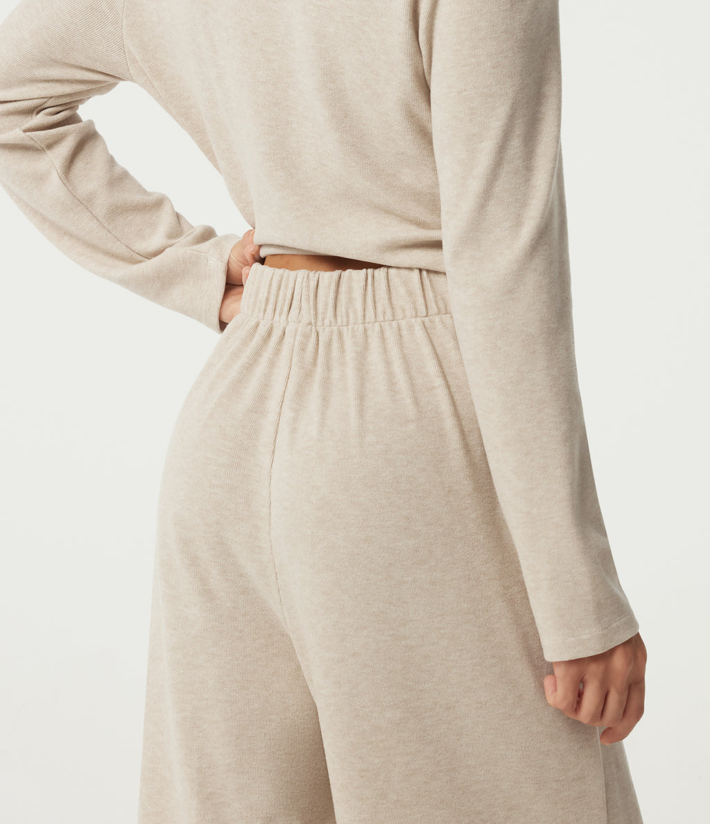 Round Neck Long Sleeve Casual Jumpsuit with Pockets -Edition — Oatmeal Khaki — view 6