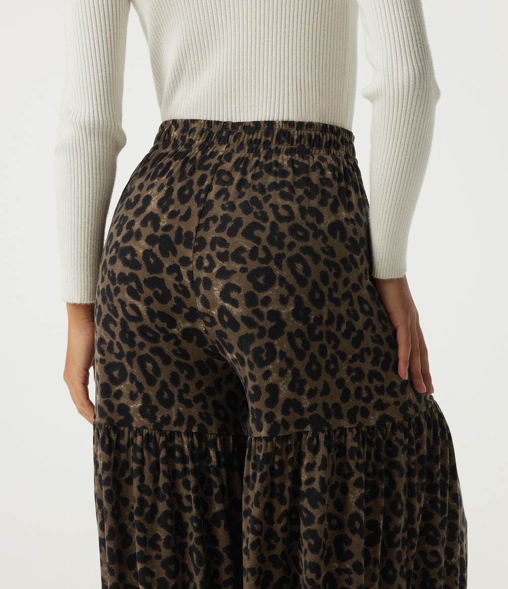 High Waisted Leopard Print Baggy Casual Trousers with Pockets — Hazel Prowl — view 5