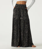 High Waisted Leopard Print Baggy Casual Trousers with Pockets — Smoke Jungle — view 8
