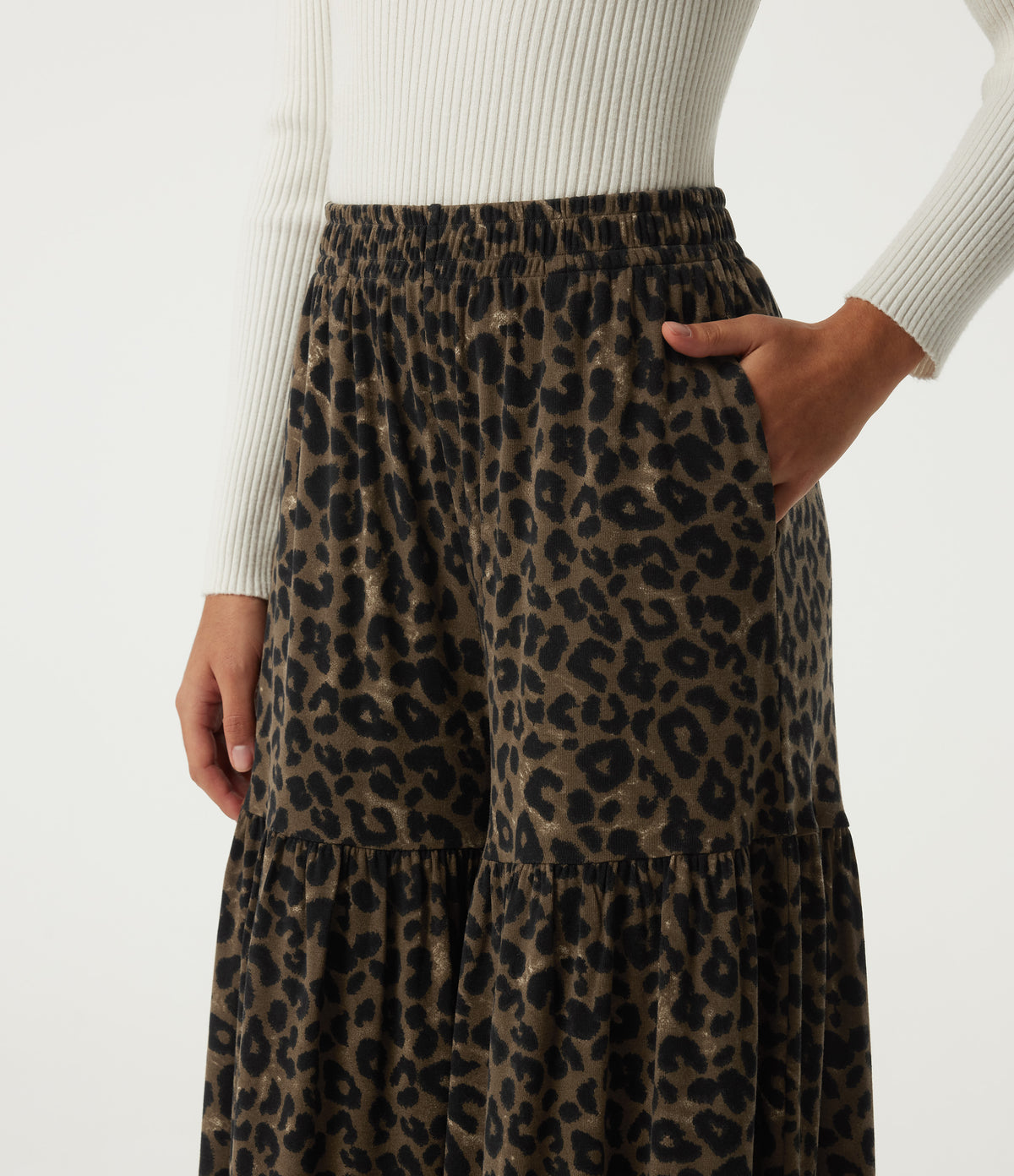High Waisted Leopard Print Baggy Casual Trousers with Pockets — Hazel Prowl — view 4