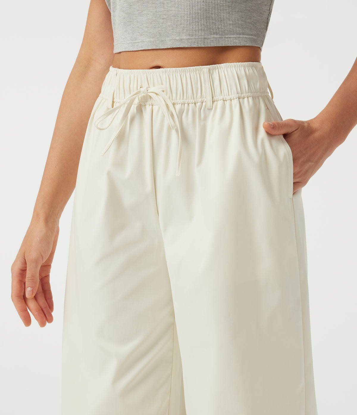 Water Repellent Wear-Resistant Low Rise Drawstring Casual Joggers with Pockets — Oak White — view 4