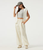 Water Repellent Wear-Resistant Low Rise Drawstring Casual Joggers with Pockets — Oak White — view 7