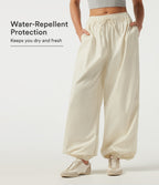Water Repellent Wear-Resistant Low Rise Drawstring Casual Joggers with Pockets — Oak White — view 1