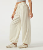 Water Repellent Wear-Resistant Low Rise Drawstring Casual Joggers with Pockets — Oak White — view 3