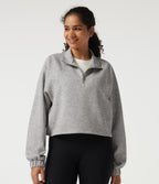 Mock Neck Long Sleeve Drawstring Casual Sweatshirt — Fog Gray — view 4