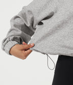 Mock Neck Long Sleeve Drawstring Casual Sweatshirt — Fog Gray — view 7