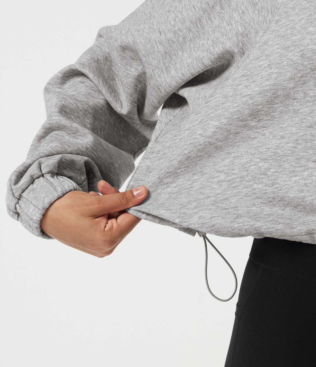 Mock Neck Long Sleeve Drawstring Casual Sweatshirt — Fog Gray — view 7