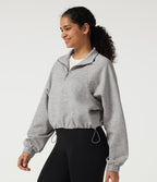 Mock Neck Long Sleeve Drawstring Casual Sweatshirt — Fog Gray — view 3