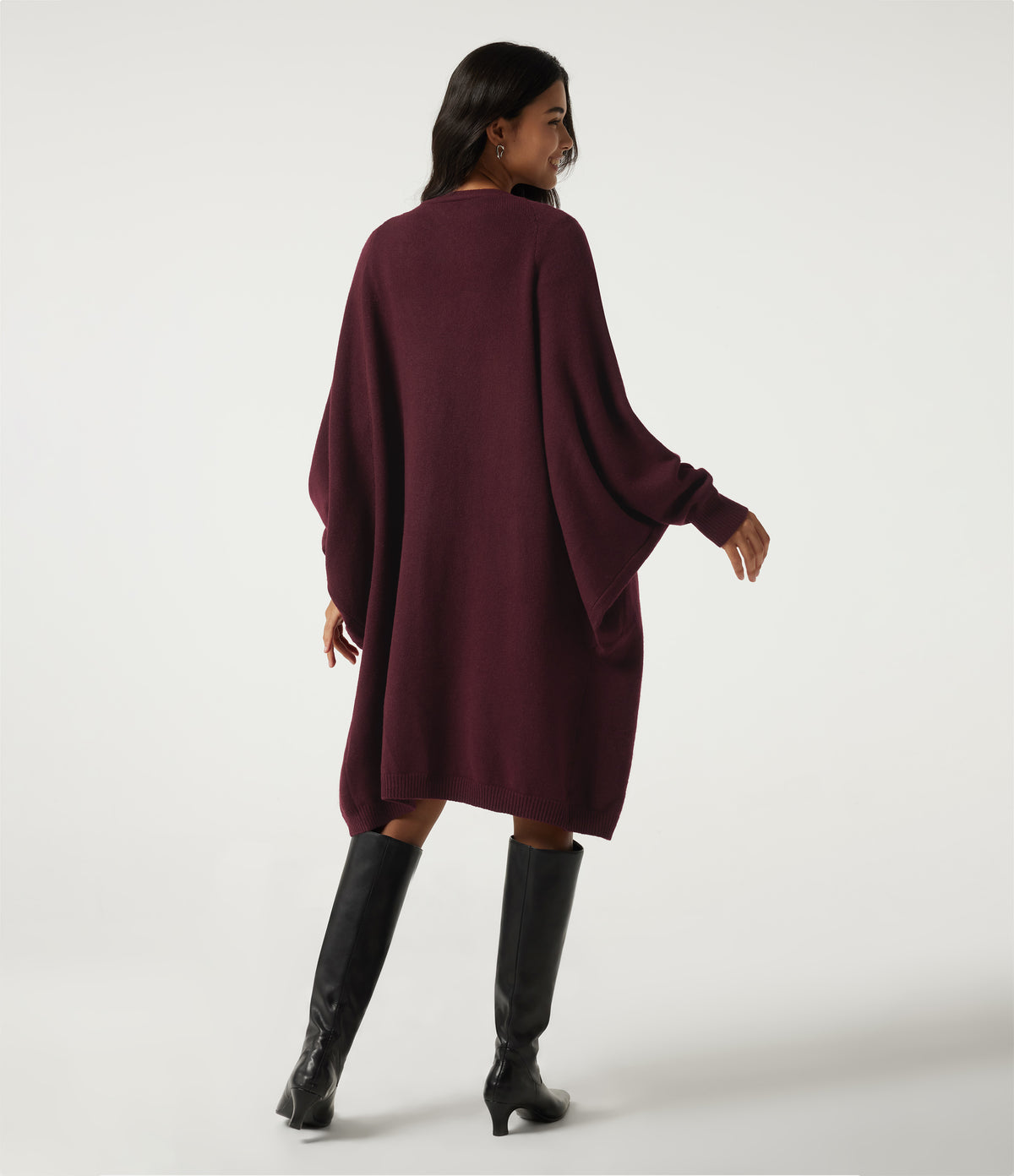 Raglan Long Sleeve Casual Cardigan with Pockets — Mulled Night — view 2