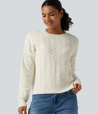 Round Neck Long Sleeve Causal Jumper — Marshmallow — view 4