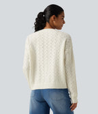 Round Neck Long Sleeve Causal Jumper — Marshmallow — view 2