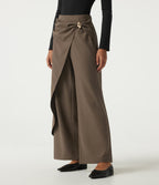 High Waisted Straight Leg Work Trousers — Shitake — view 3