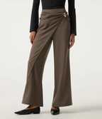 High Waisted Straight Leg Work Trousers — Shitake — view 1