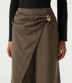 High Waisted Straight Leg Work Trousers — Shitake — view 4