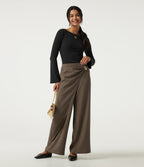 High Waisted Straight Leg Work Trousers — Shitake — view 7