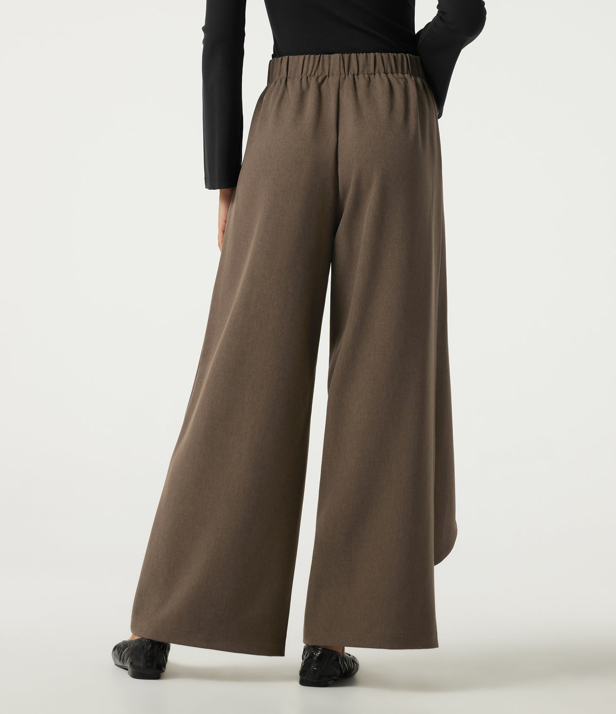 High Waisted Straight Leg Work Trousers — Shitake — view 2