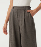 High Waisted Wide Leg Houndstooth Work Trousers with Pockets — Urban Marl — view 4