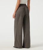 High Waisted Wide Leg Houndstooth Work Trousers with Pockets — Urban Marl — view 2