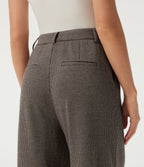 High Waisted Wide Leg Houndstooth Work Trousers with Pockets — Urban Marl — view 5