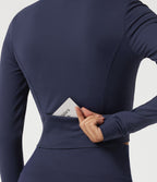Plush Thermal High Neck Yoga Jacket with Thumbholes — Overture — view 5