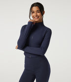 Plush Thermal High Neck Yoga Jacket with Thumbholes — Overture — view 3