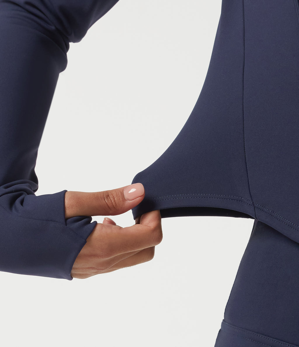 Plush Thermal High Neck Yoga Jacket with Thumbholes — Overture — view 6