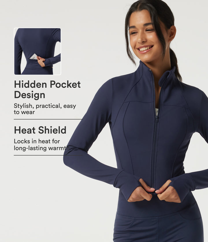 Plush Thermal High Neck Yoga Jacket with Thumbholes — Overture — view 1