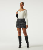 High Waisted Leopard Print Mini Skirt with Built-In Shorts and Pockets — Ash Panther — view 7