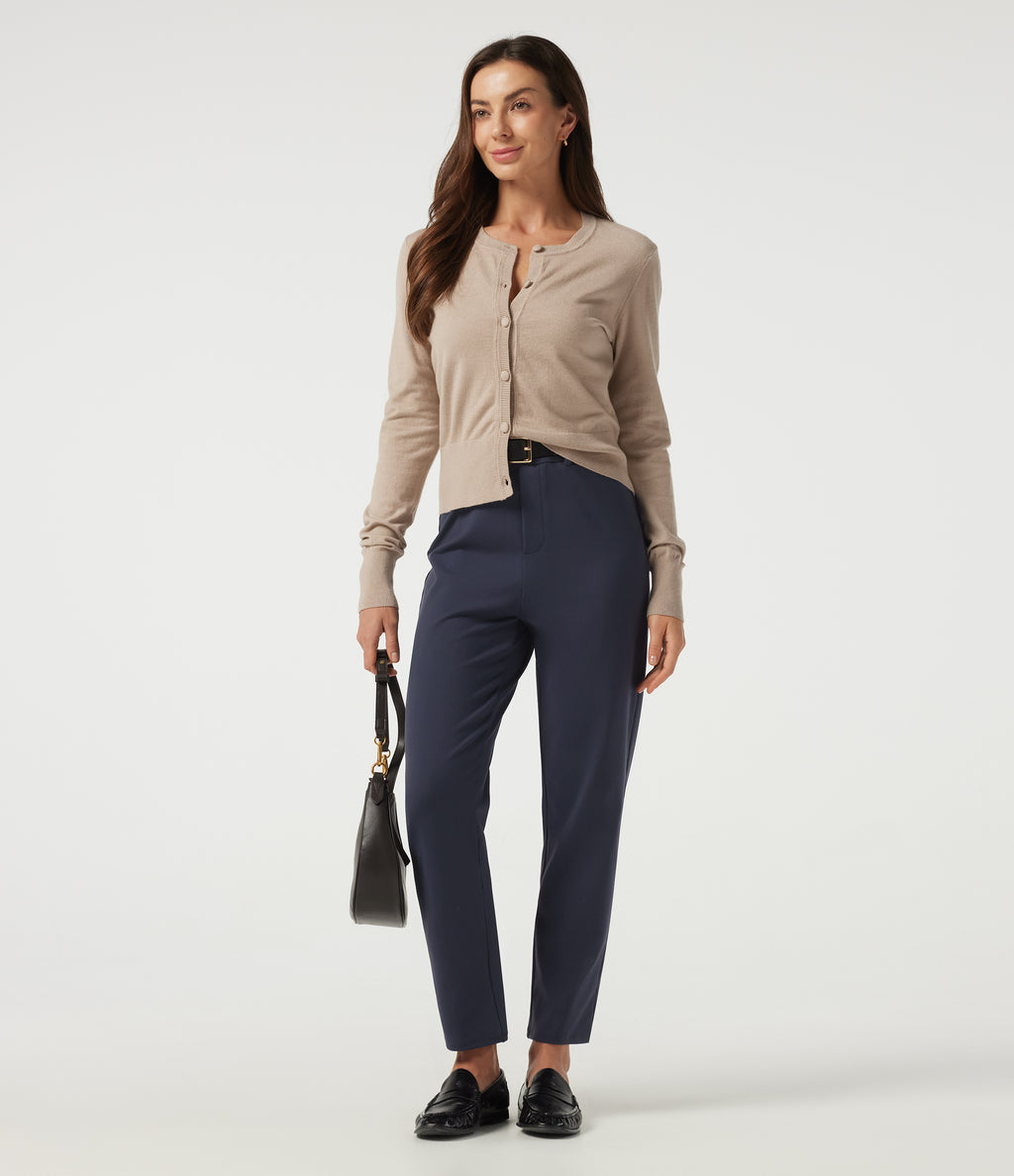 High Waisted Straight Leg Work Trousers with Pockets — Dress Blues — view 6