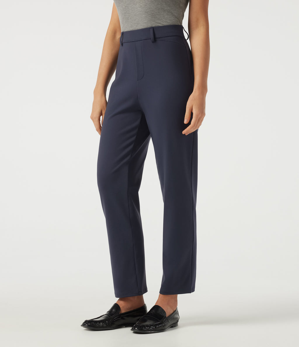 High Waisted Straight Leg Work Trousers with Pockets — Dress Blues — view 3
