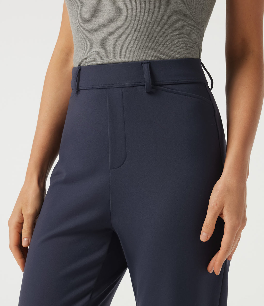High Waisted Straight Leg Work Trousers with Pockets — Dress Blues — view 5