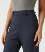 High Waisted Straight Leg Work Trousers with Pockets — Dress Blues — view 5