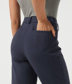 High Waisted Straight Leg Work Trousers with Pockets — Dress Blues — view 4